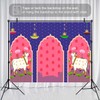 TYOOFD Indian Blue Lotus Cow Pooja Pichwai Backdrop for Traditional