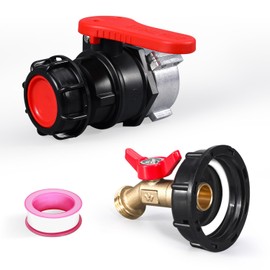 UMETASS IBC Tote Valve, 2.95" Coarse Thread IBC Tote Adapter, DN50 Heavy Duty Tote Tank Drain Ball Valve Connector Replacement (ball valves+ fitting, DN50)