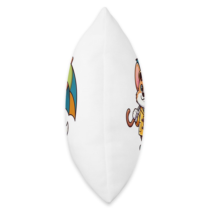 Corgi Umbrella Dog Funny Raincoat Throw Pillow