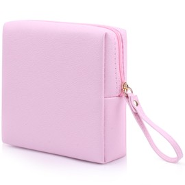 Teircno Sanitary Napkin Period bag for Women, Sanitary Napkin Storage Bag, PU Leather Sanitary Pad Bags Pounch, Portable Tampons Zipper Organizer Bag with Handle for Ladies