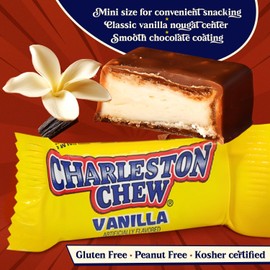 CHARLESTON CHEW Candy 2 lb – Anti Melt Pack, Bulk Resealable Bag, Individually Wrapped (108 Pieces), Soft Vanilla Nougat, Gluten & Peanut Free