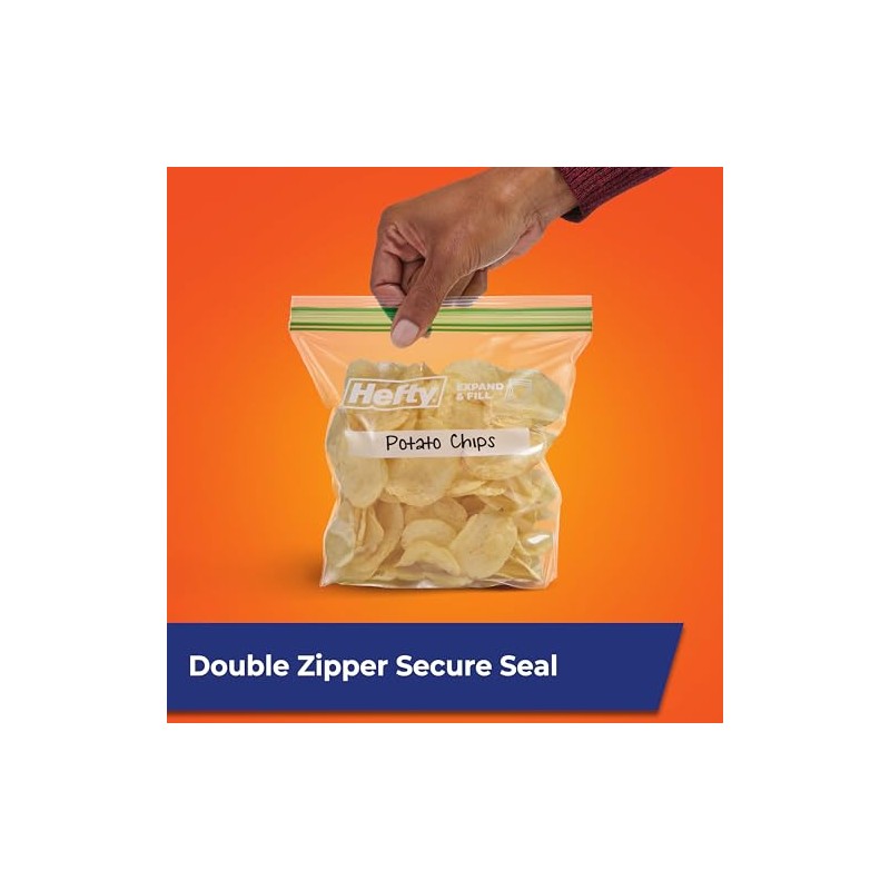 Hefty XL Press to Close Plastic Sandwich Expand and Fill
