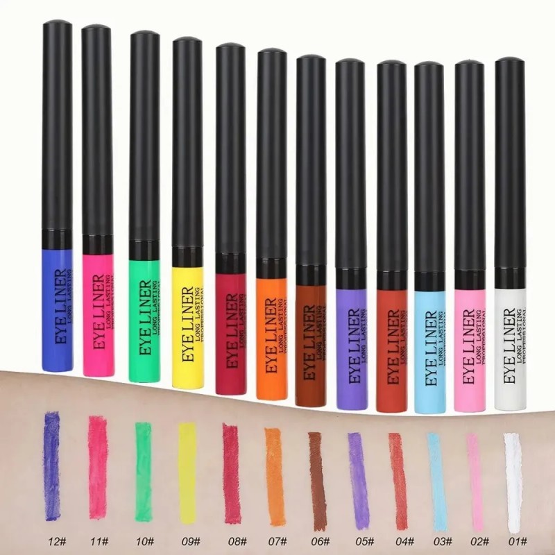 Delineador Líquido Mate para Ojos, Pack de 12 Colores de