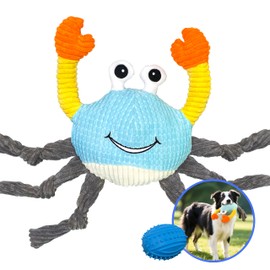 GUKCO Dog Toys for Aggressive Chewers – 3-in-1 Squeaky Interactive Chew Toy with Spiky Ball for Small, Medium & Large Dog, Pet Plush Toys（Bouncing Ball Not Included）