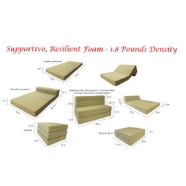 D&D Futon Furniture Folding Foam Mattress, Sofa Chair Bed, Guest Beds (Twin Size, Gray)
