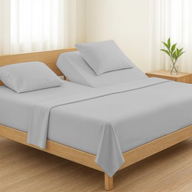 Carressa Linen 100% Egyptian Cotton Split King Sheets Sets for Adjustable Bed - 800 Thread Count 5 PC Top Split King Sheet for Sleep Number Bed, Soft Cooling Sheets, Fits Mattress Upto 18" - Silver