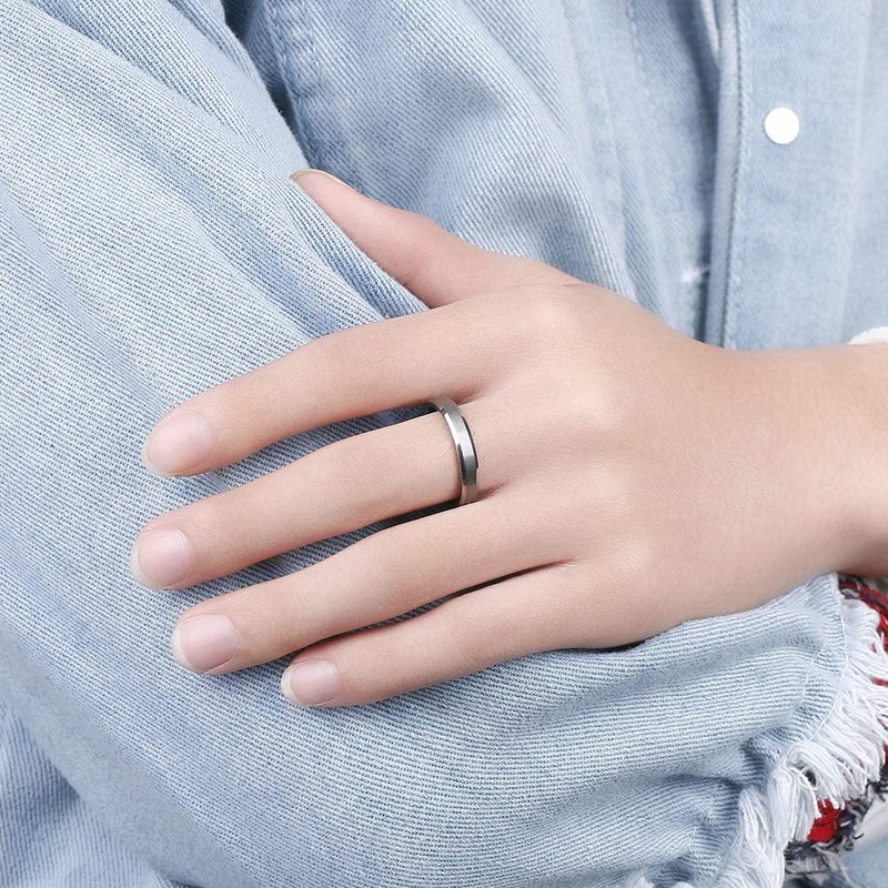 083BASE Unisex Tungsten Ring Black/Silver Blue, 4 mm/6 mm/8 mm