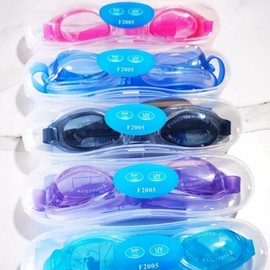 Swimming Goggles Box-Type Adjustable Swim Goggles Set for Children and Adults Men's LF196 Dark Blue [1 Start] 15ea