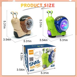 Luminous Snail Toy,Cute Electronic Snail Toy,Baby Electric Snail Toy with Light, Music, Walking Dancing - Crawling Snail Baby Toy,Valentines Day for Kids(2pc,Brown+Green)
