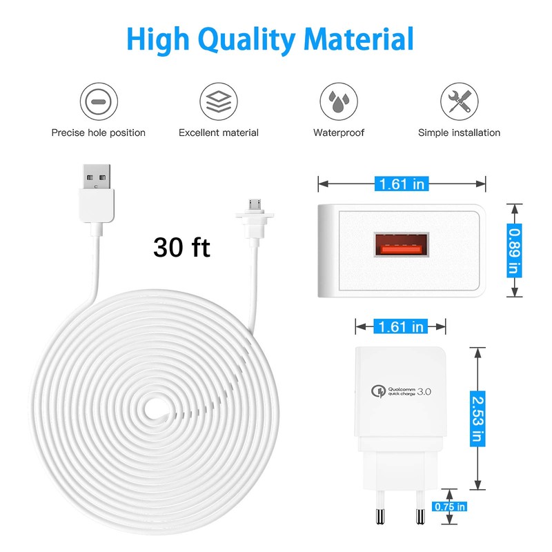 HOLACA Power Supply for eufyCam 2C with 9 m Weatherproof