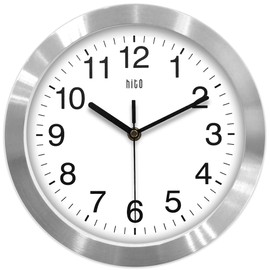 hito Modern Silent Wall Clock Non Ticking 10 inch Sweep Movement Aluminum Frame Glass Cover, Decorative for Kitchen, Living Room, Bedroom, Bathroom, Bedroom, Office