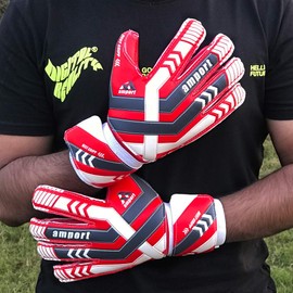 amport Goalkeeper Gloves – Finger Spine Protection, Hybrid Cut & Wide Double Layer Wristband – Unique Designed, Best Grippy and Consistent Palm Grip Goalie Gloves for Kids, Youth & Adult