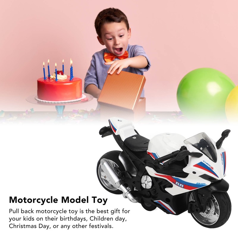 Kids Pull Back Motorcycle Toy Sound Light Effects High Simulation