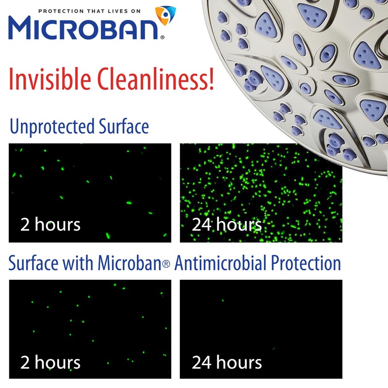 AquaDance Antimicrobial – Anti-Clog High-Pressure 6-Setting Shower Head with Microban