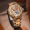 Dentily Mens Mechanical Wooden Watches Moon Phase Wood Watch for