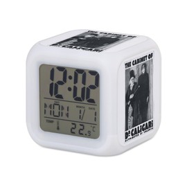 Fabulous Alarm Clock Cube Illuminated White - The Cabinet of Dr. Caligari Old Poster Theatre Retro Poster Vintage - 7.8 x 7.8 x 7.8 cm - Retro Lighting Multicoloured LED