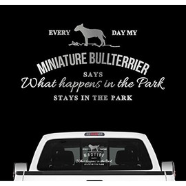 Siviwonder Mini Bull Terrier Vintage Dog Sticker Car Film Miniature Bully, 20cm, Silver