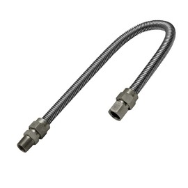 HIGHCRAFT GUHD-TT12-24D Gas Line Hose 5/8'' O.D. x 24'' Length with 1/2 in. FIP x MIP Fitting, Uncoated Stainless Steel Flexible Connector, 24 Inch