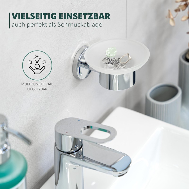 bremermann® LUCENTE Bathroom Range - Soap Dish, glass & chrome-plated