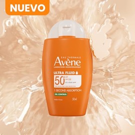 Avene Protector Solar Facial Dermatológico Ultra Fluid Oil Control Invisible FPS50, Bloqueador Solar Dermatológico para Piel Grasa y Mixta, Efecto Mat