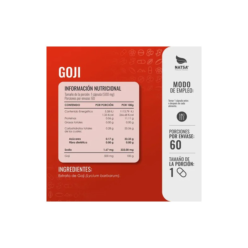 Goji 60 Cápsulas, Calidad Premium Sabor Natural