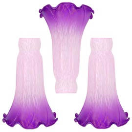 HWDFEI Lily Flower Glass Lampshade Replacement, 3 Pack,Tulip Style Table Floor Lamp Shade Replacement 4.2" x 4.2" x 6.7" (Pink Purple)