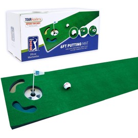 PGA Tour Unisex Ball, Ausrichtungswerkzeug und Trainingsdvd 1,8 m Puttingmatte mit Führungsball, Grün, UK