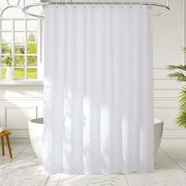 Furlinic Hotel Grade Polyester Fabric 72x78 Shower Curtain,Extra Long 78" Waterproof Cloth Liner,Heavy Hem Anti Billowing Design with Rustproof Plastic Hooks,Soft and Quick Dry,Easy to Install,White.