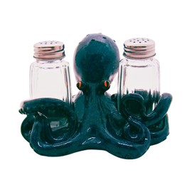 Octopus Salt and Pepper Set Holder, Nautical Décor, Shakers Included, 5.75 Inches