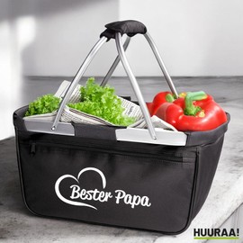 Huuraa Einkaufskorb Bester Papa Herz Geschenk 20 Liter Black Bester Papa Geschenkidee