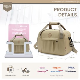 KSIBNW Wizzair Vueling easyJet Hand Luggage 40 x 30 x 20 cm, Hand Luggage Bag for Aeroplane, Waterproof Leather Foldable Travel Bag, Weekender Bag, Men and Women, with Wet Pocket and Shoe Compartment