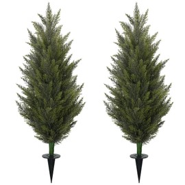 3.6FT Fake Topiary Trees Artificial Outdoor 2 Pcs Faux Cedar Tree UV Resistant Shrubs for Outdoor Patio, Porch, Garden Indoor Planters Home Decoration