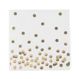 Napkins Gold Foil Polka Dot Confetti Cocktail Disposable For Birthday Party 50 Pack