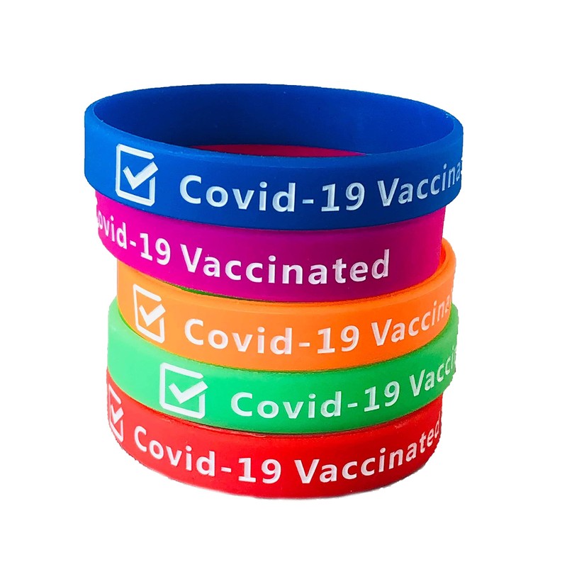 easyIDea Covid-19 Vaccination Durable Silicone Wristband (Purple with White Lettering)