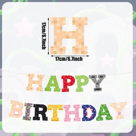 SAVITA Happy Birthday Banner, Creative Miner Theme Birthday Garland Decorations Perfect Photo Prop Party Supplies for Wall Door and Window Backdrop