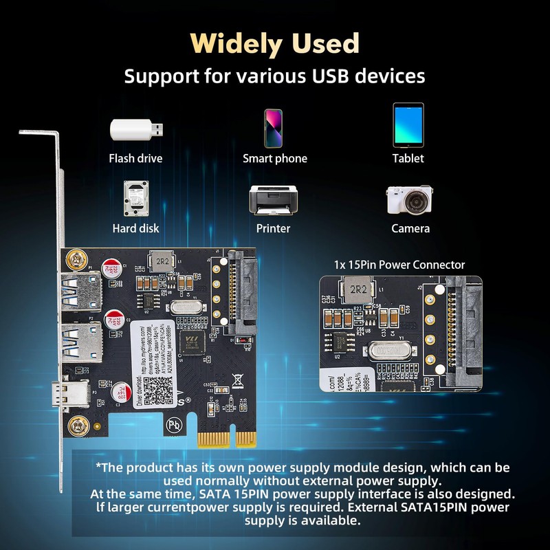 Binardat PCIE to USB 3.0 Expansion Card, 2 USB Type-A