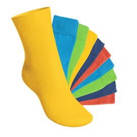 Footstar Children's Socks, Everyday Medium High Socks for Girls and Boys, 10 Pairs - Trendy colours, size: 23-26
