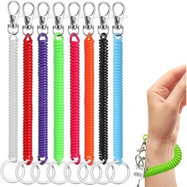 Llavero Retractil, 8 Piezas De Cuerda De Resorte Con Anilla De Langosta, Llavero Elástico Para Llaves, Teléfonos y Tarjetas(Rojo, Azul Claro, Naranja, Rosa, Morado, Verde, Transparente, Negro)