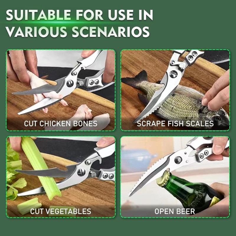 Unbranded Stainless Steel Scissors: Ideal for Kitchen Cutting Needs