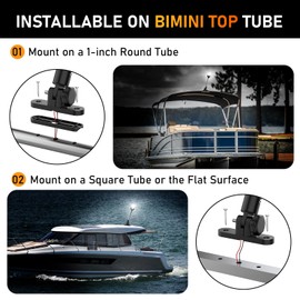 SCYONBARCO 12-Inch Bimini Top Stern Light for Pontoon, Anchor Light Pontoon Boat Lights Waterproof IP67, 3 NM Visible White Rear Running Navigation Lights for Boats LED Marine (12-24V)