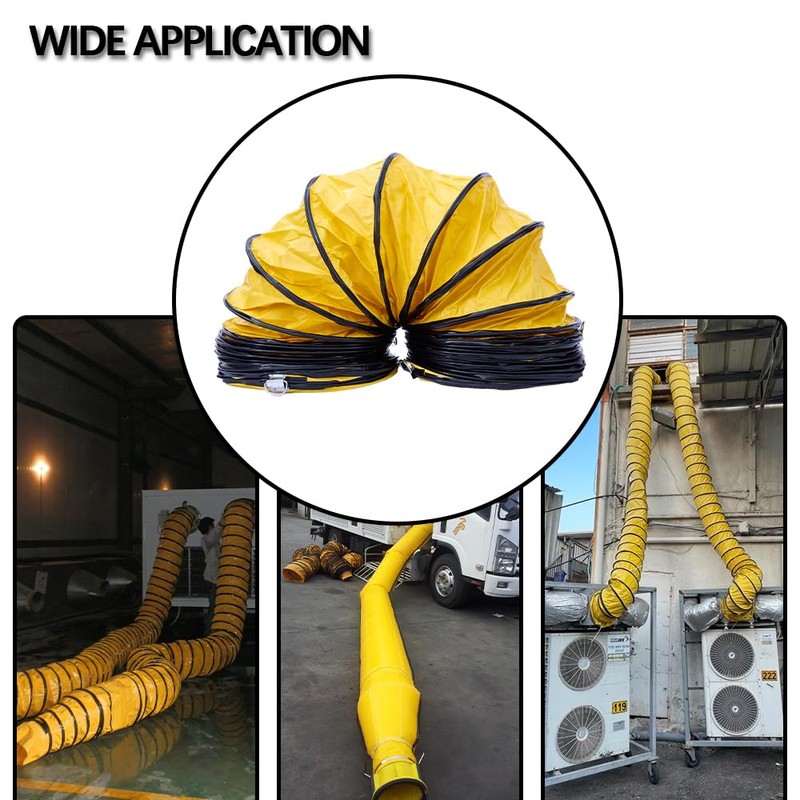 10 Inch Flexible Duct with Adjustable Rope 16FT PVC Flexible