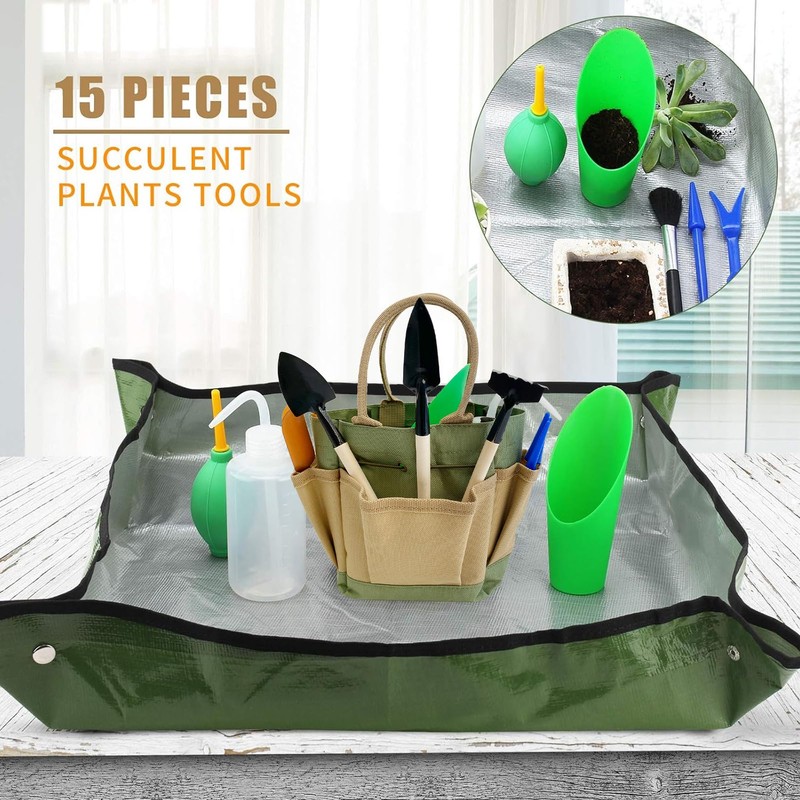 G GOOD GAIN Garden Succulent Kit with Organizer Bag, 14