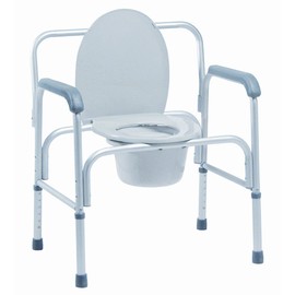 MediChoice Adjustable Heavy-Duty Commode Chair, Snap-On Seat, Aluminum Frame, Adjusts from 18 Inches to 23 Inches, 400 lb. Weight Capacity, (1 Each)