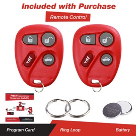 KeylessOption Keyless Entry Remote Control Car Key Fob Replacement for 25695954, 25695955 -Red (Pack of 2)