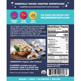 Wilderness Poets Cashews - Organic Raw Cashew Nuts, 2 Pound (32 Ounce)