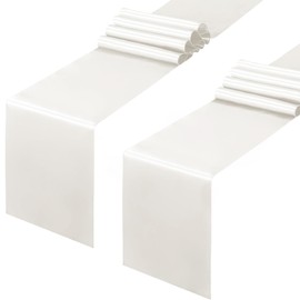 Horbaunal 2 Pack Ivory Satin Table Runner 12 x 108 Inch, Smooth Table Runners for Wedding Banquets Birthday Party