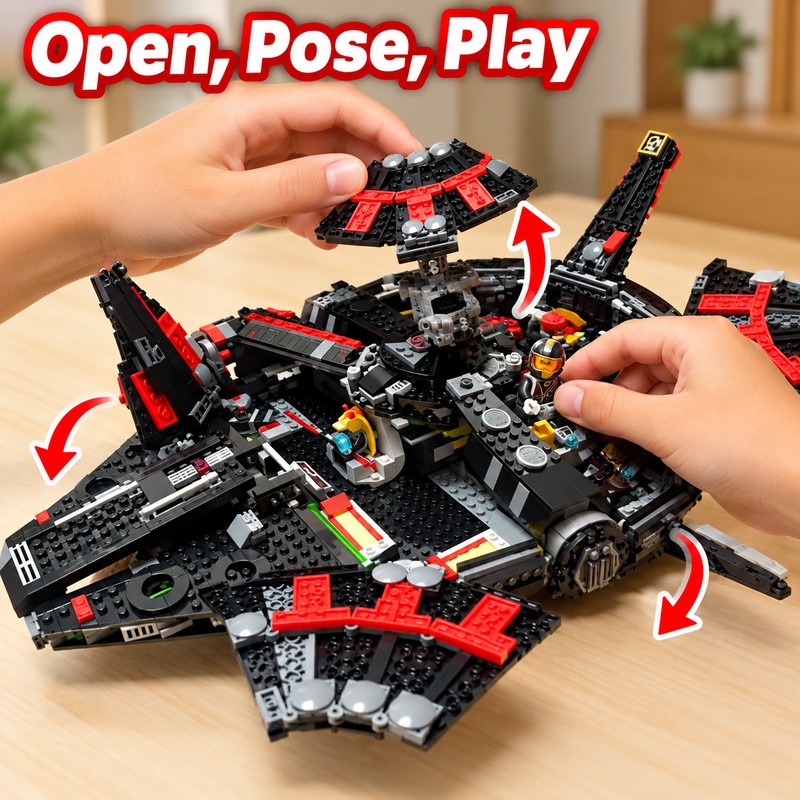 Black Spaceship Vehicle Model – Movie-Inspired Sci-Fi Desktop Ornament and