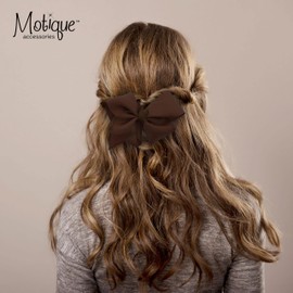 Motique Accessories 5.5 Inch Grosgrain Hair Bow Clip For Woman And Girls (Brown)