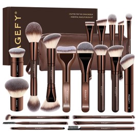 MAGEFY Makeup Brushes 26-in-20 Professional Makeup Brush Set Double-End Make Up Brushes for Powder Concealers Eye Shadows Blush Contour Foundation Brushes with Case