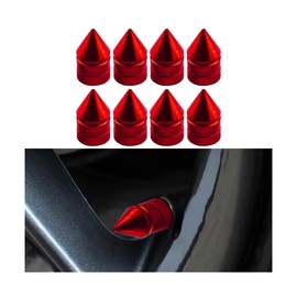 LKAHG Car Tire Valve Stem Caps, 8PCS Aluminum Alloy Spike Vehicle Tire Wheel Stem Cover Set, Dustproof Waterproof Auto Tire Trim Accessories, Universal for Trucks, Bicycles, Motorcycles (Red)